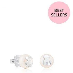 Silver TOUS Bear Earrings with Pearls